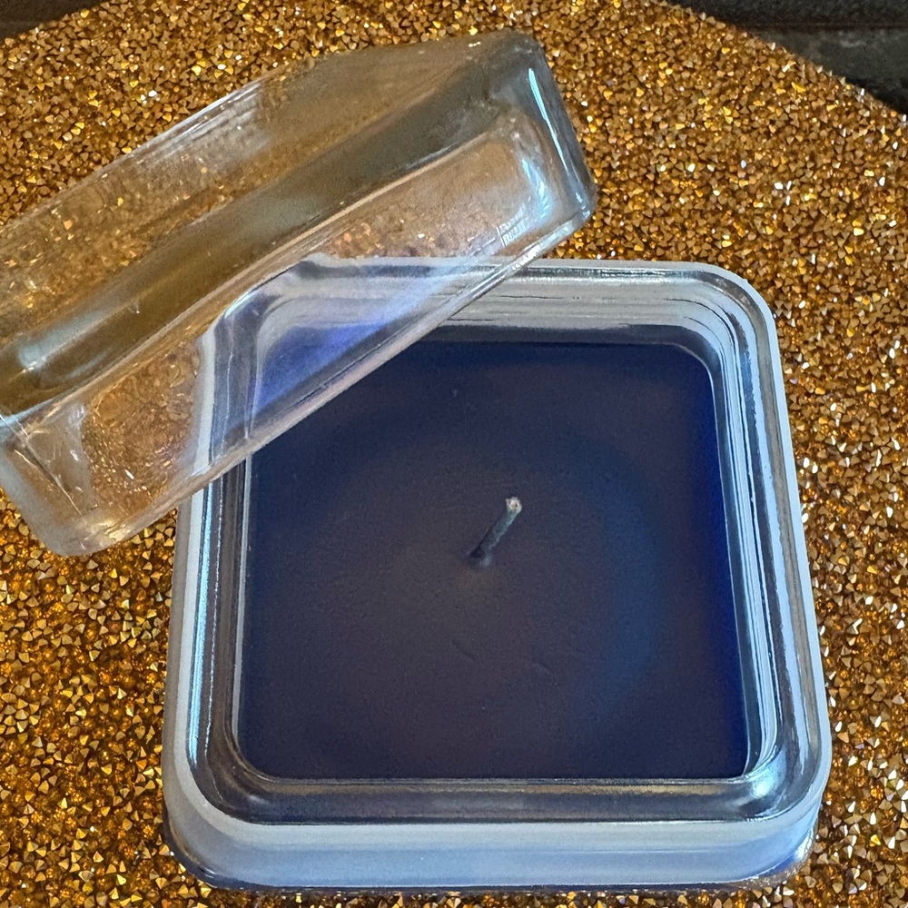 New Navy Blue Scented Candle in Glass Jar. Evening Rain Scented.